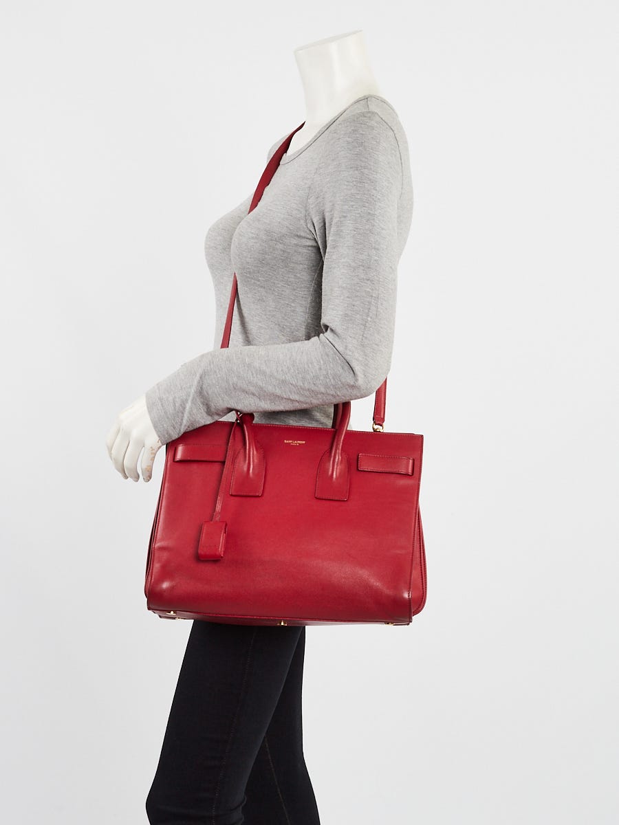 Yves Saint Laurent Red Leather Small Sac de Jour Bag
