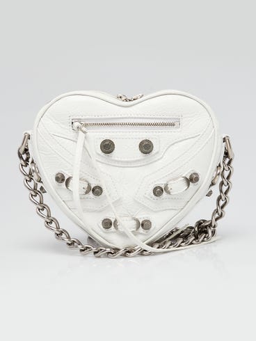 Balenciaga White Lambskin Leather Le Cagole Heart Bag
