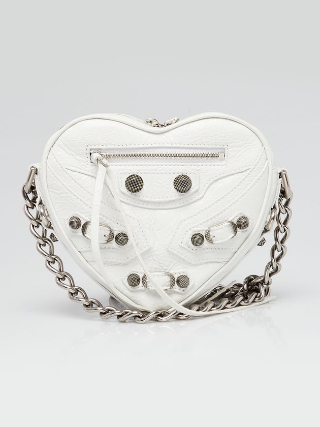 Balenciaga White Lambskin Leather Le Cagole Heart Bag