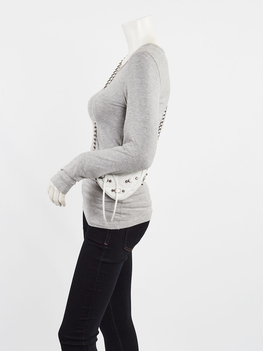 Balenciaga White Lambskin Leather Le Cagole Heart Bag