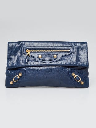 Balenciaga Blue Velvet BB Flap Shoulder Bag - Yoogi's Closet