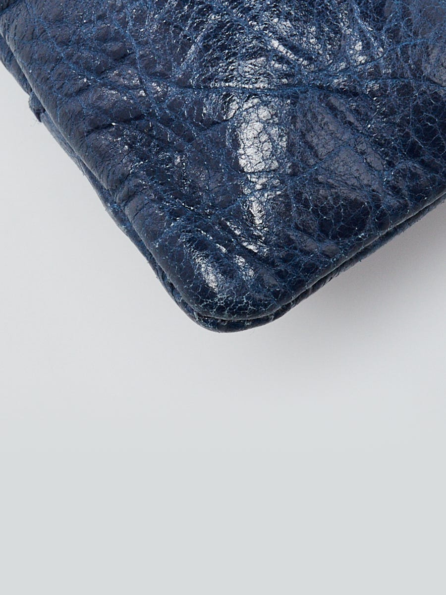 Celine Navy Blue/Black Croc Embossed and Leather Pocket Envelope Chain Clutch