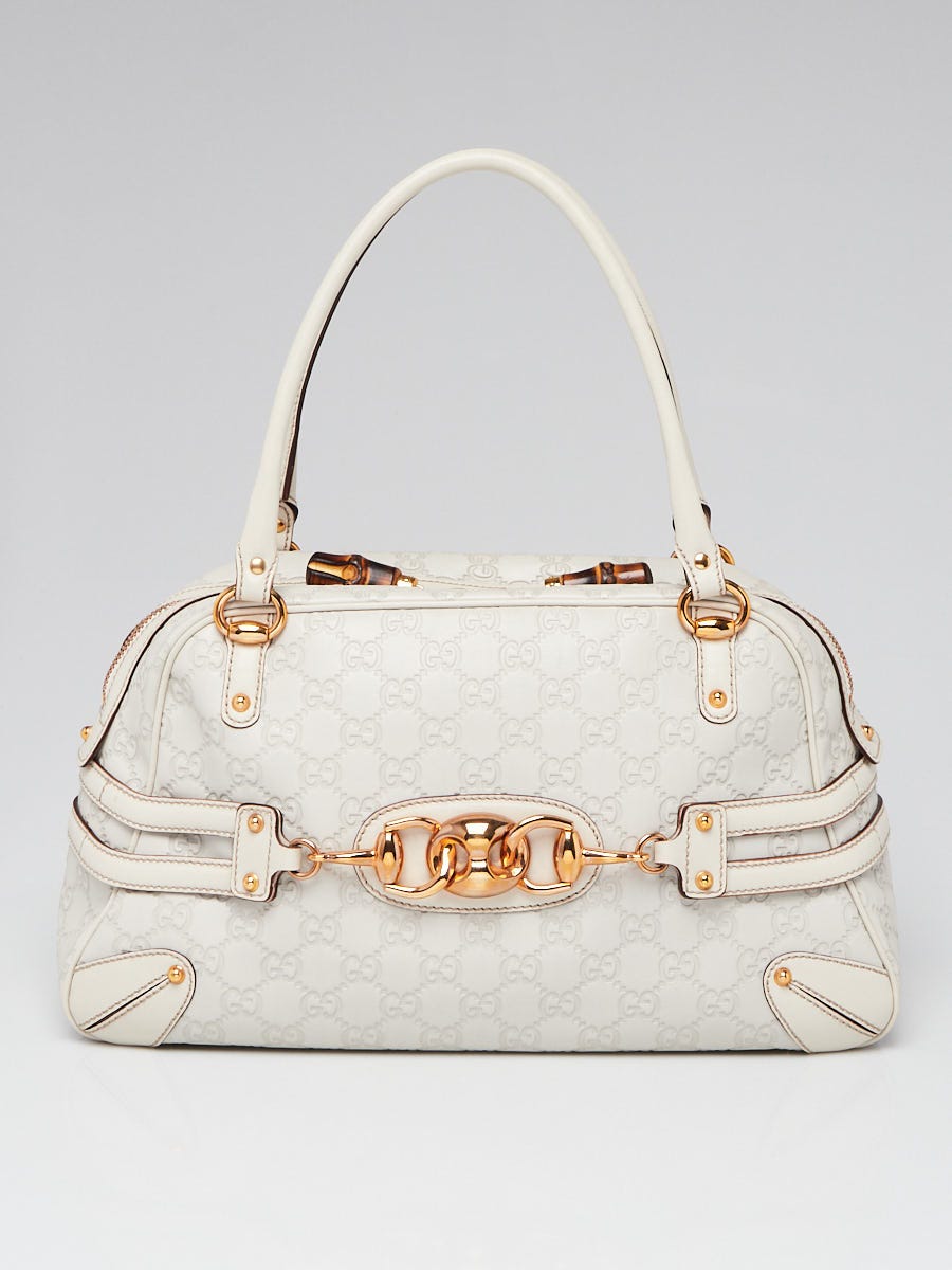 Gucci White Guccissima Leather Wave Boston Bag