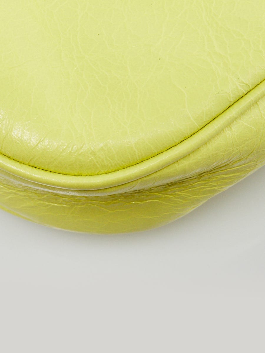 Balenciaga Neon Yellow Lambskin Leather Le Cagole Mini Crossbody