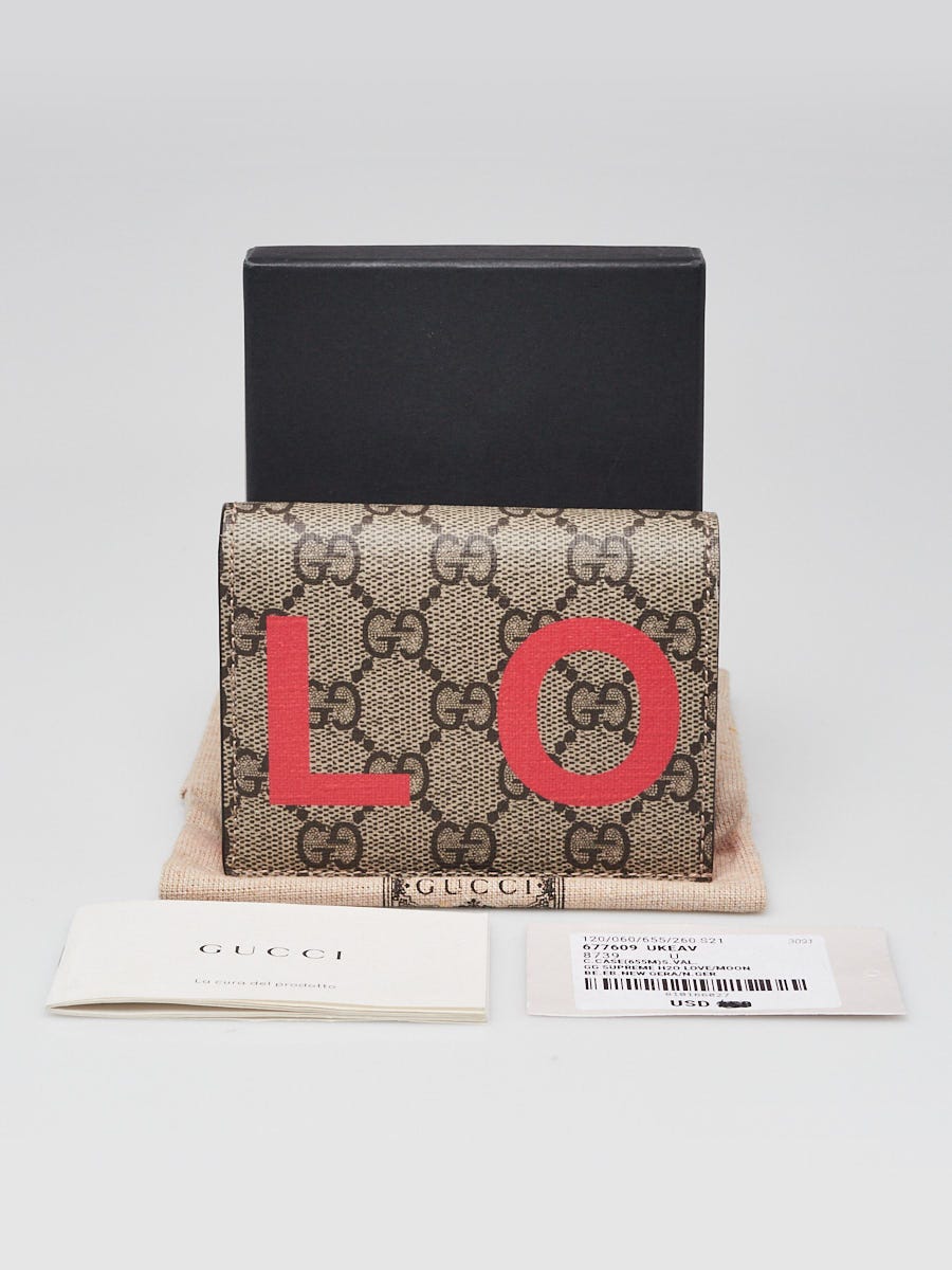 Gucci Beige/Ebony GG Supreme Canvas LOVE Compact Flap Wallet - Yoogi's  Closet