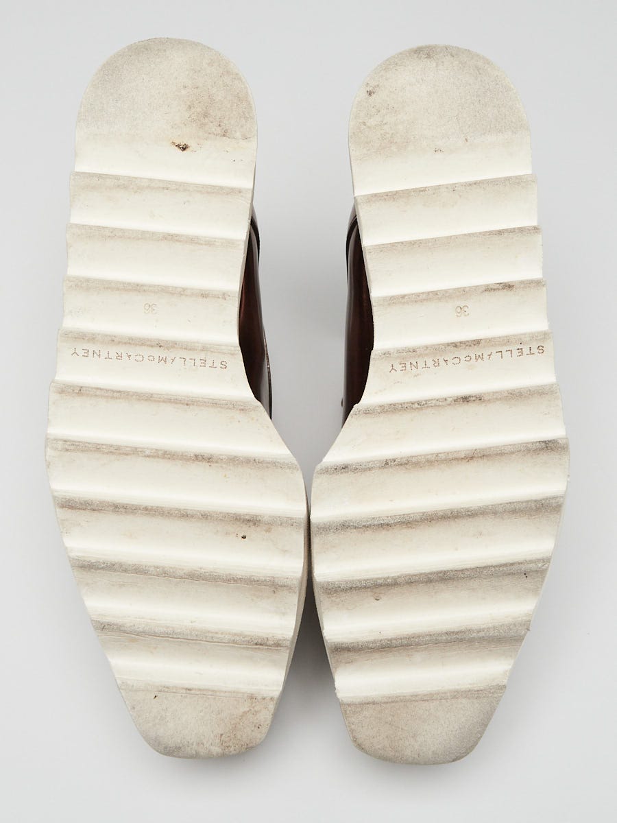 Stella McCartney Bronze Metallic Faux Leather Platform Star Elyse Oxfords Size 5.5/36