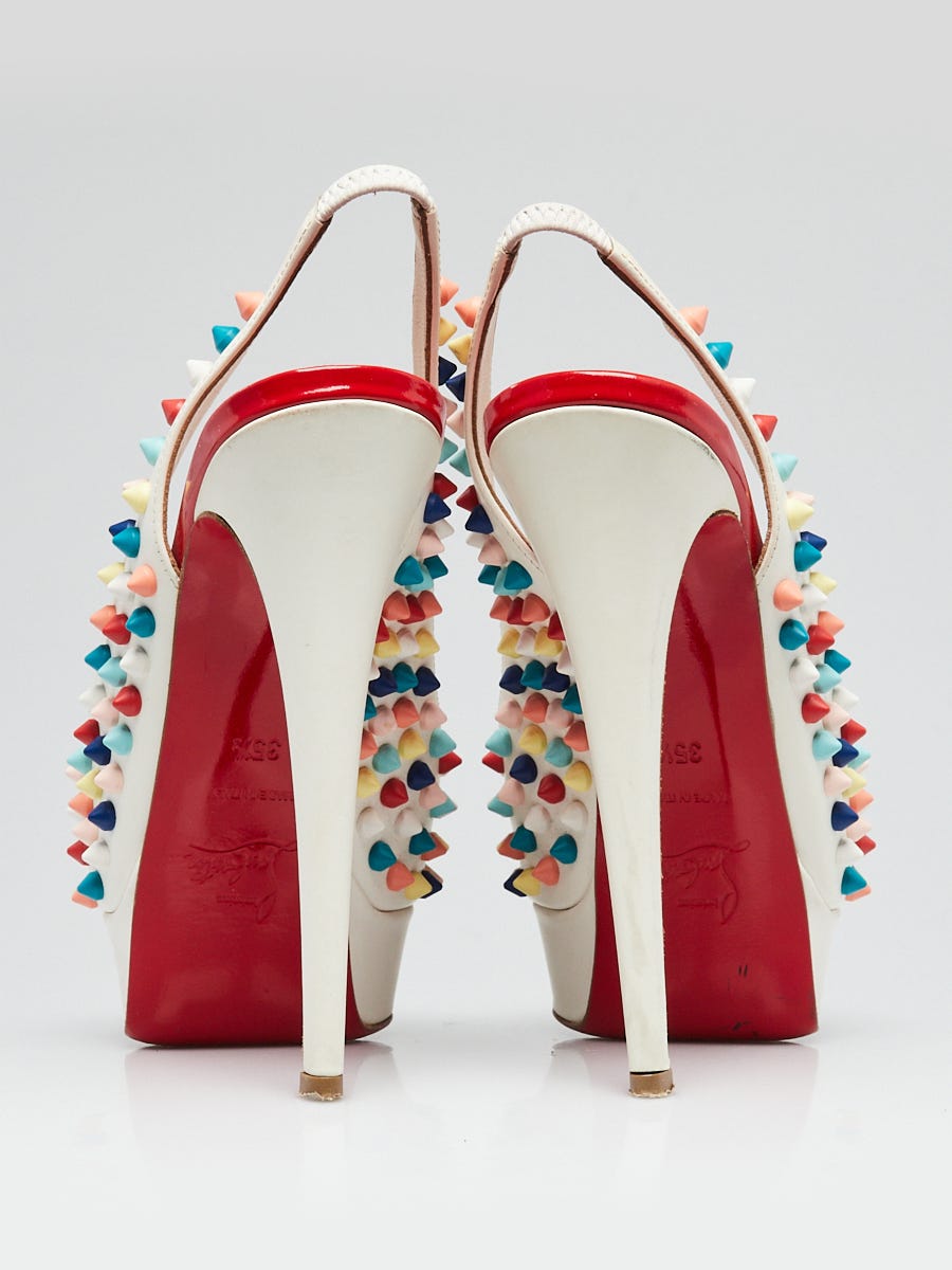 Christian Louboutin Lady Peep Spikes 150 Lame 38 Turquoise/violet