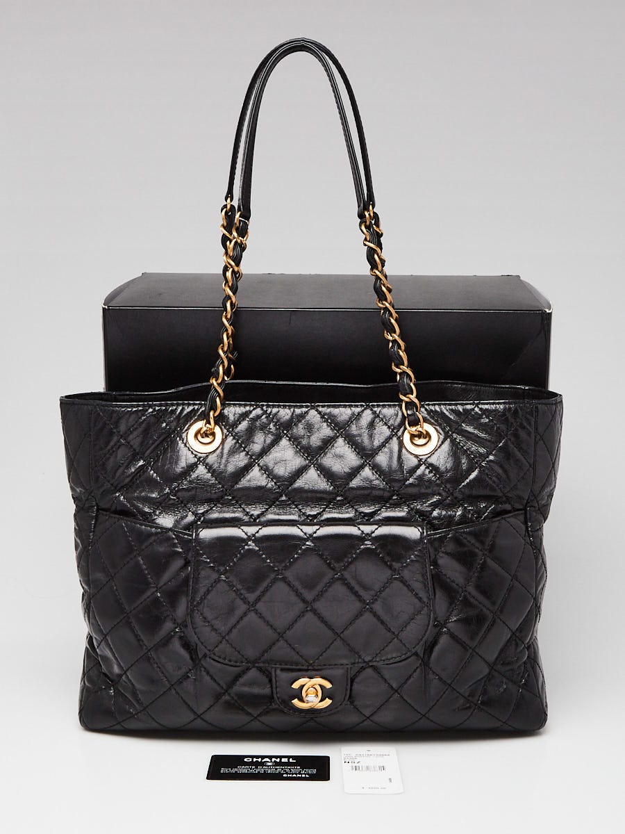 Chanel Black Quilted Glazed Leather Front Pocket Large Tote Bag - Yoogi's  Closet
