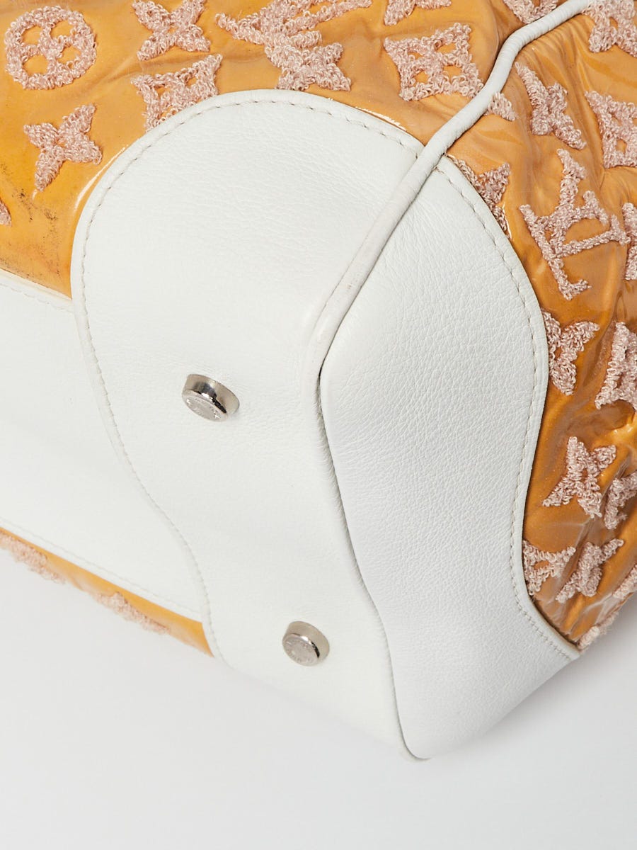 LOUIS VUITTON S/S 2012 Taupe White Boucle Knit Monogram “Speedy Round”  Handbag