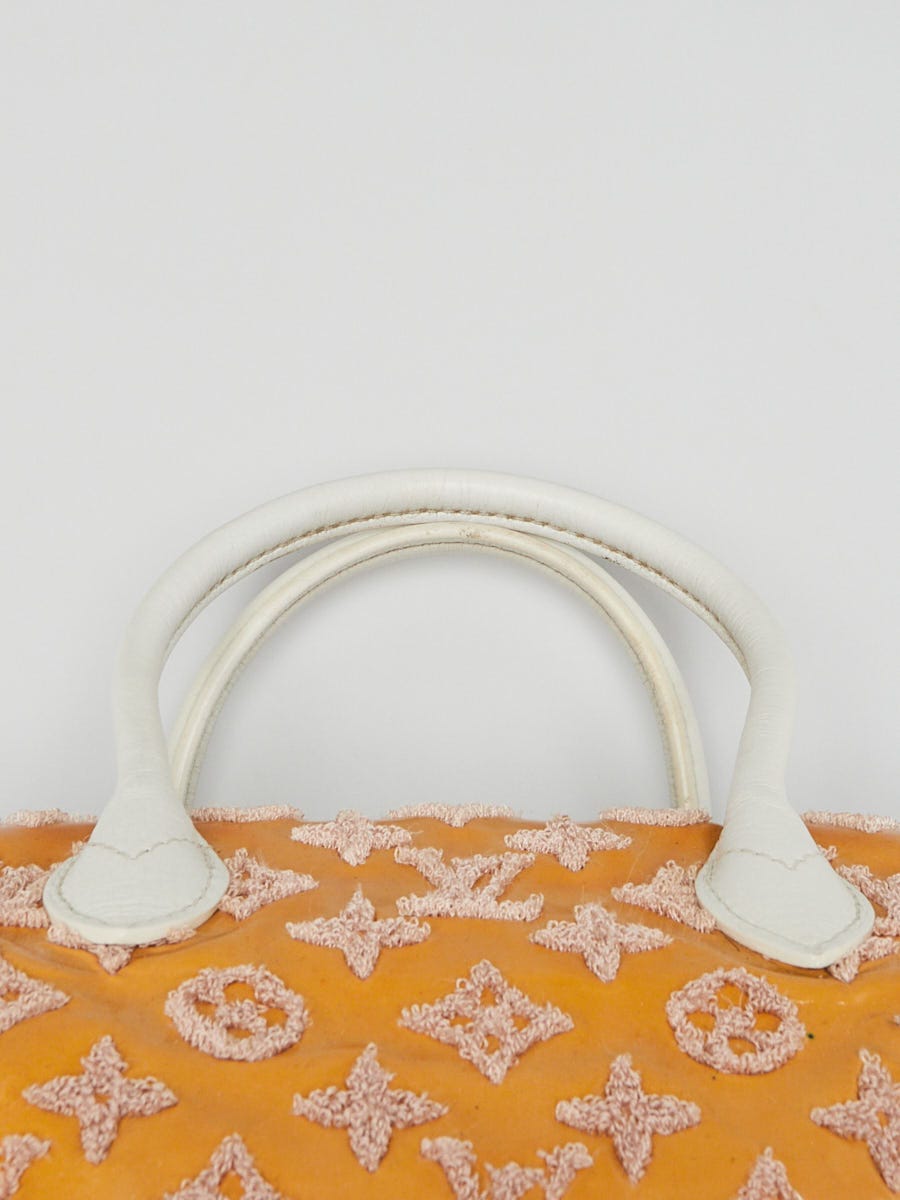 Louis Vuitton S/S 2012 Taupe White Boucle Knit Monogram “speedy Round” Handbag