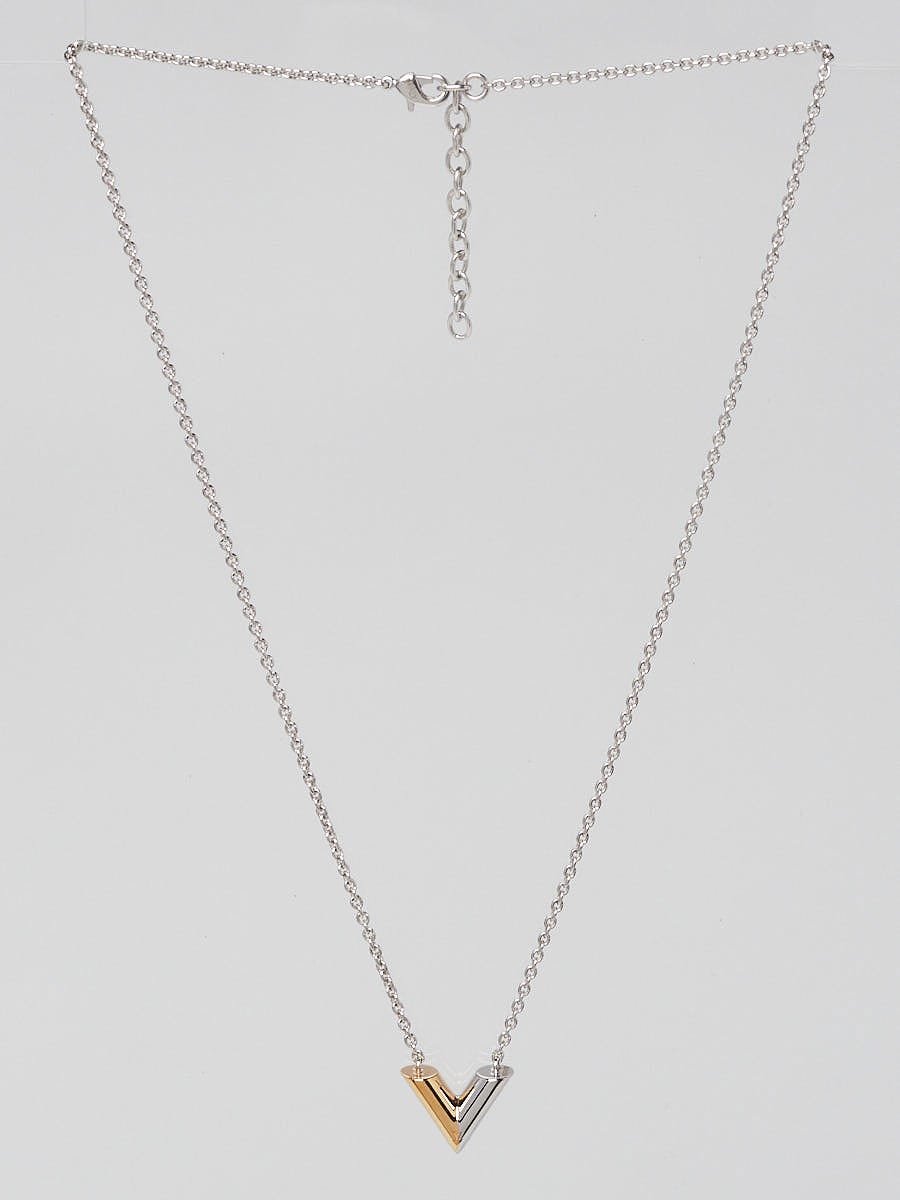 Louis Vuitton essential V bi color necklace Silver hardware Gold hardware  Metal ref.404736 - Joli Closet