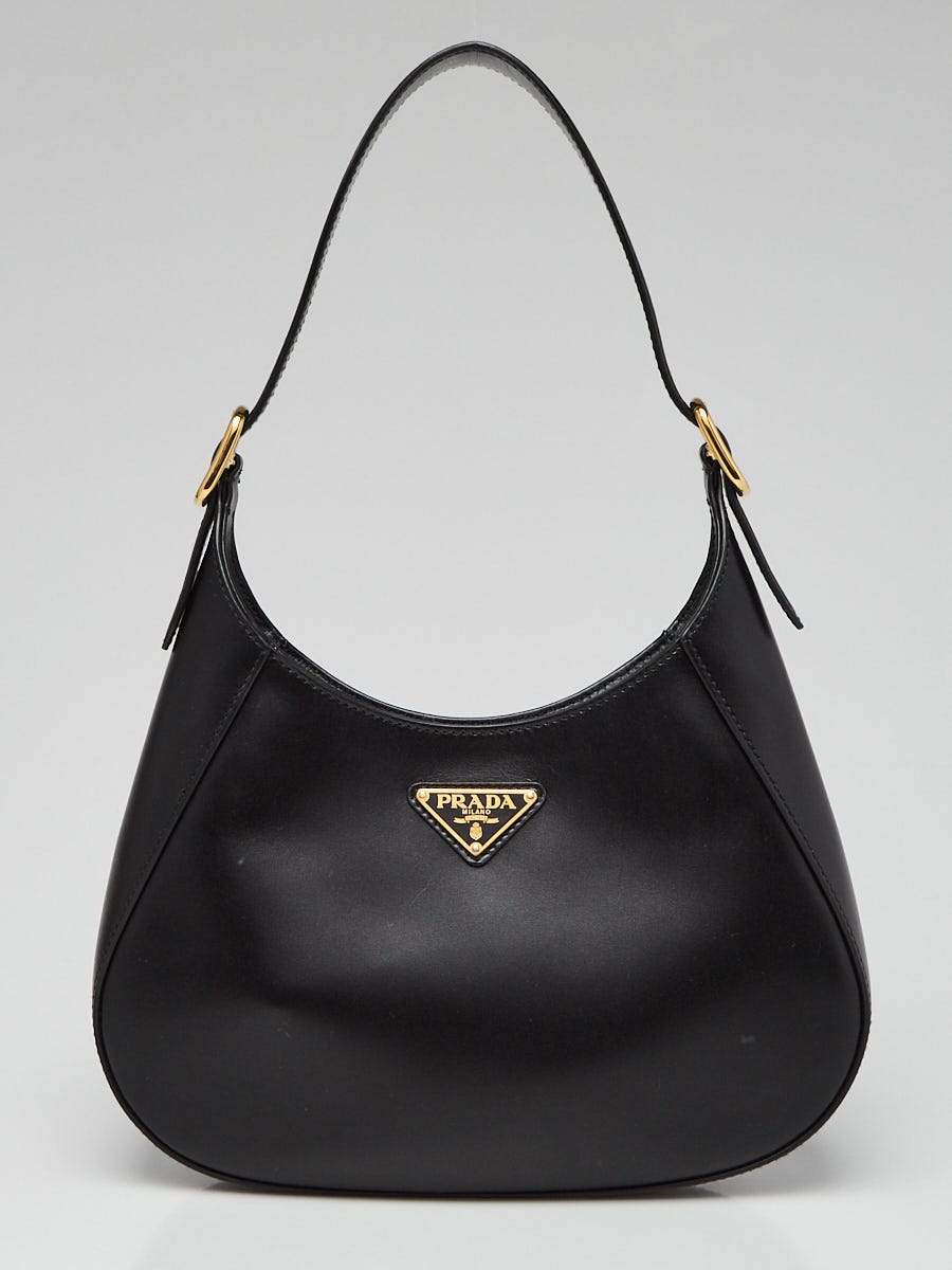 Prada Woman Black Leather Cleo Shoulder Bag 
