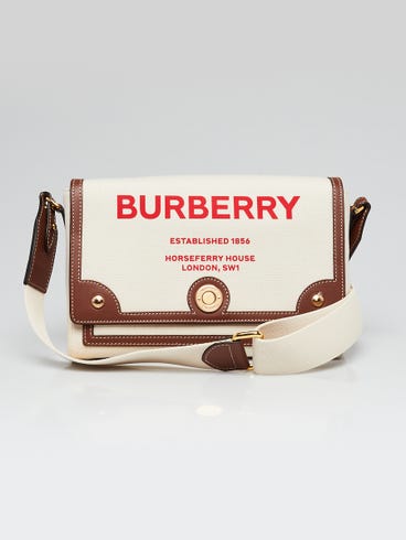 Burberry Beige/Tan Canvas and Leather Horseferry Note Crossbody Bag