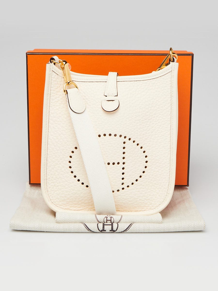 Hermes Craie Clemence Leather Gold Plated Evelyne TPM Bag Yoogi s Closet