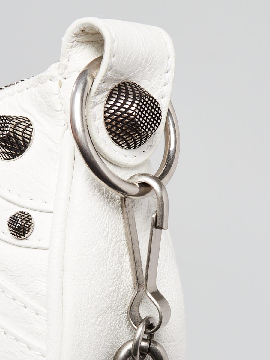 Balenciaga White Lambskin Leather Le Cagole XS Crossbody Bag