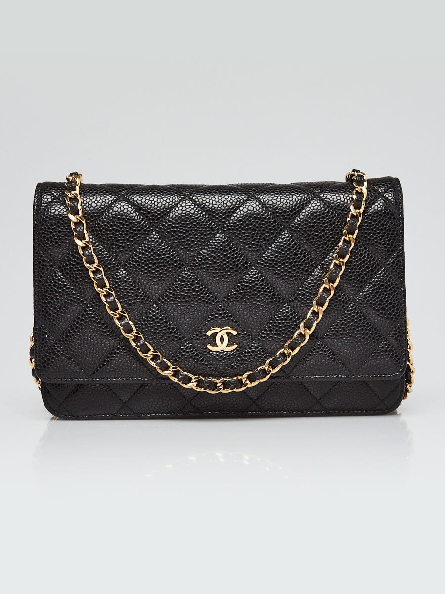 Black Quilted Caviar Leather Classic WOC Clutch Bag
