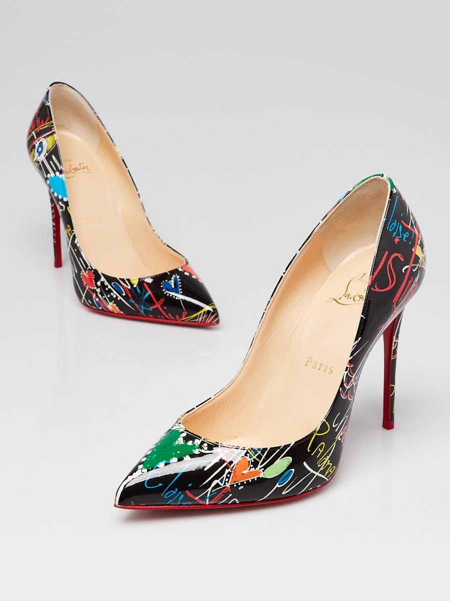 Christian Louboutin, Pigalle 100 Patent Black Leather Pumps