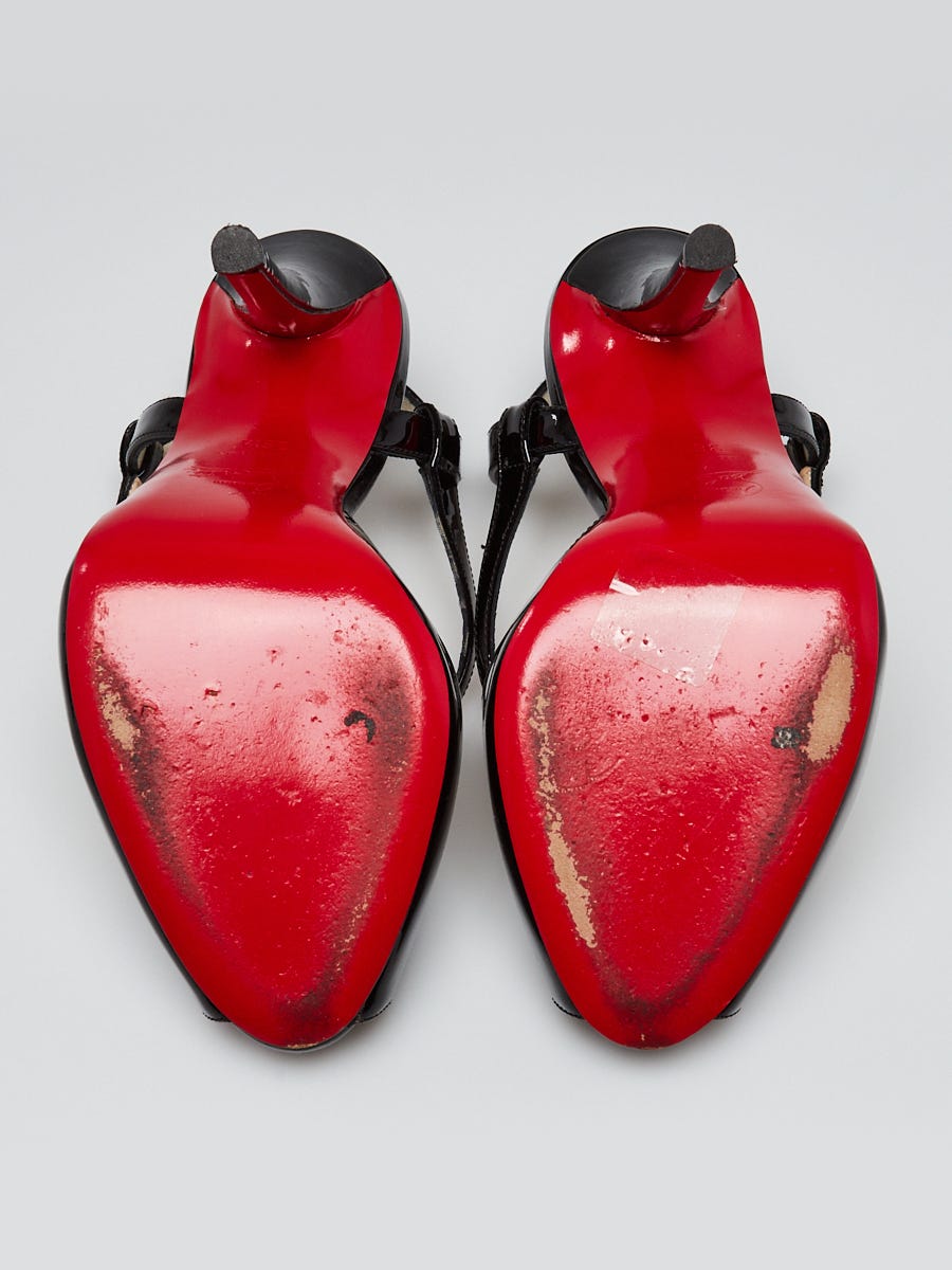 Christian Louboutin Black Patent Leather Mira Bella 120 Sandals