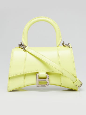 Balenciaga Yellow Smooth Leather Hourglass XS Top Handle Bag