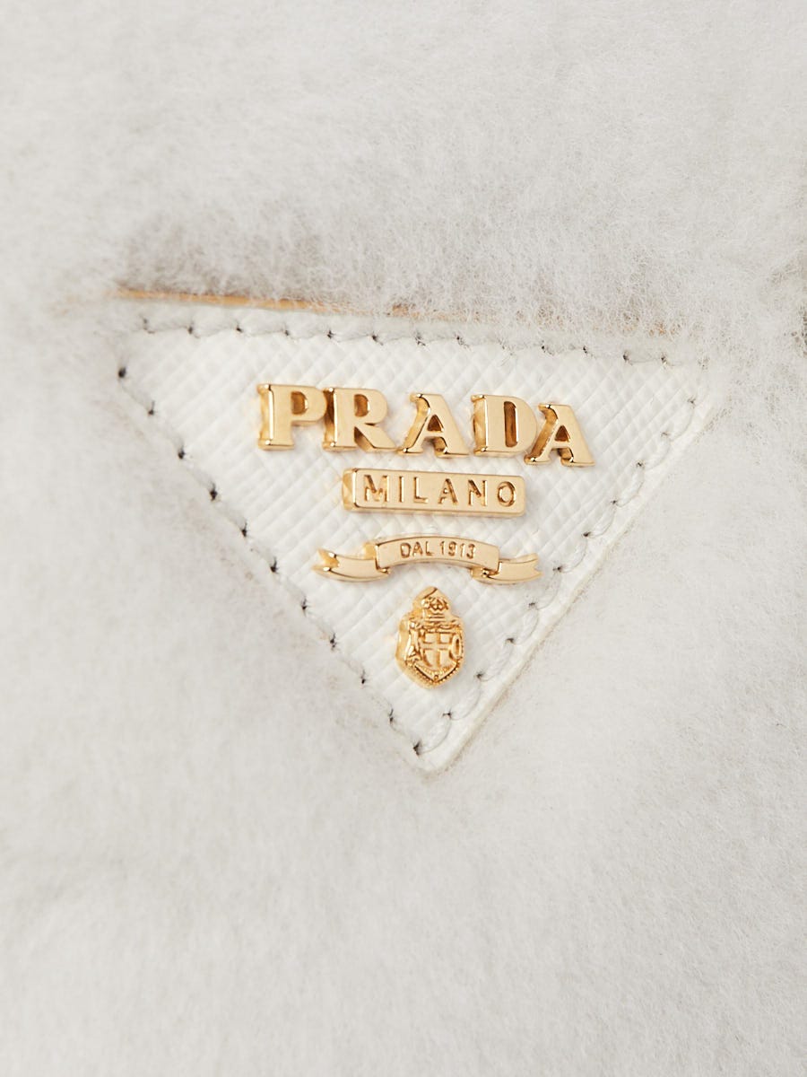 Prada Galleria Shearling Mini-bag - White – Amuze