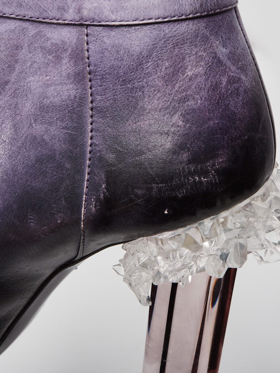 Chanel Purple Leather Crystal CC Pumps Size 6.5/37 | Yoogi's