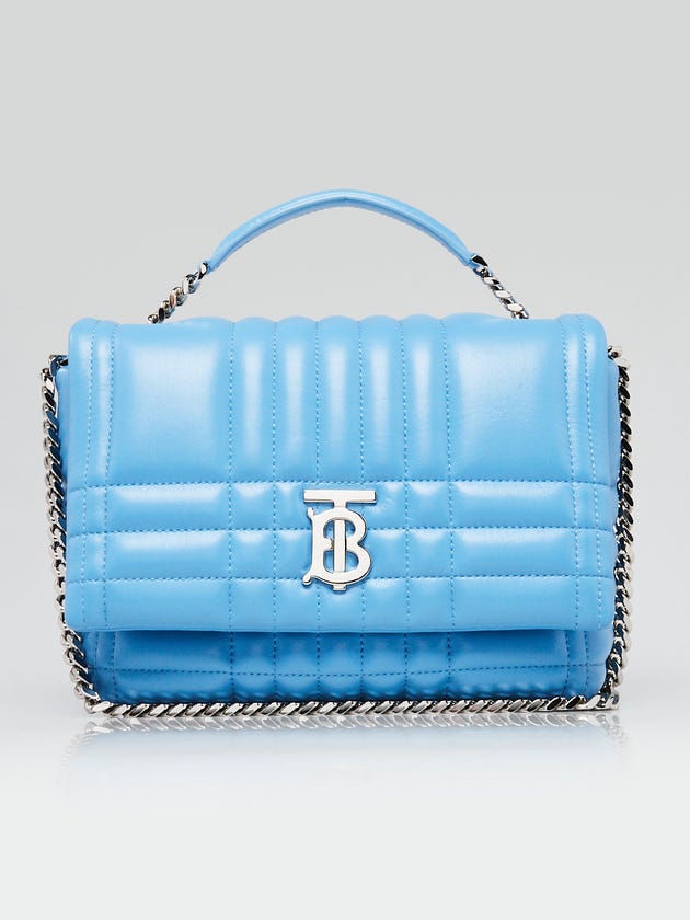 Burberry Blue Quilted Leather Small Lola Flap Shoulder Bag
