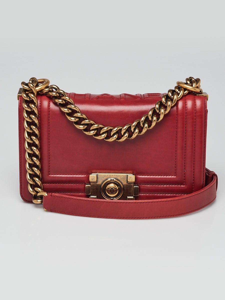 Chanel Red Smooth Calfskin Leather Small Boy Bag - Yoogi's Closet