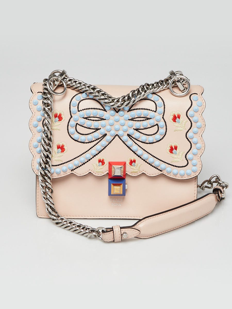 Fendi Bag, Gold Kan I Mini Metallic Studded Chain Shoulder Strap
