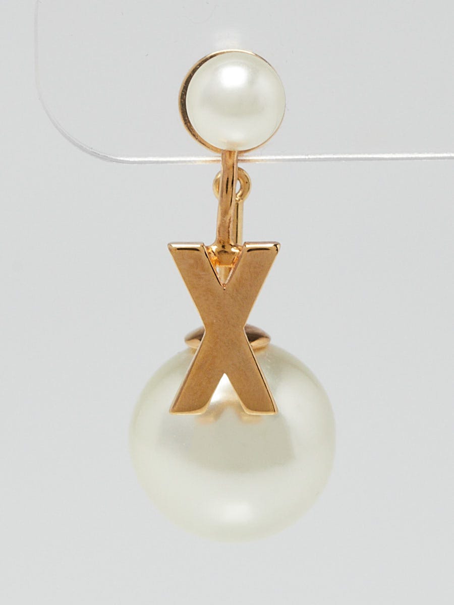 Christian Dior Goldtone Metal Faux Pearl My ABCDIOR Tribales Letter x Earring
