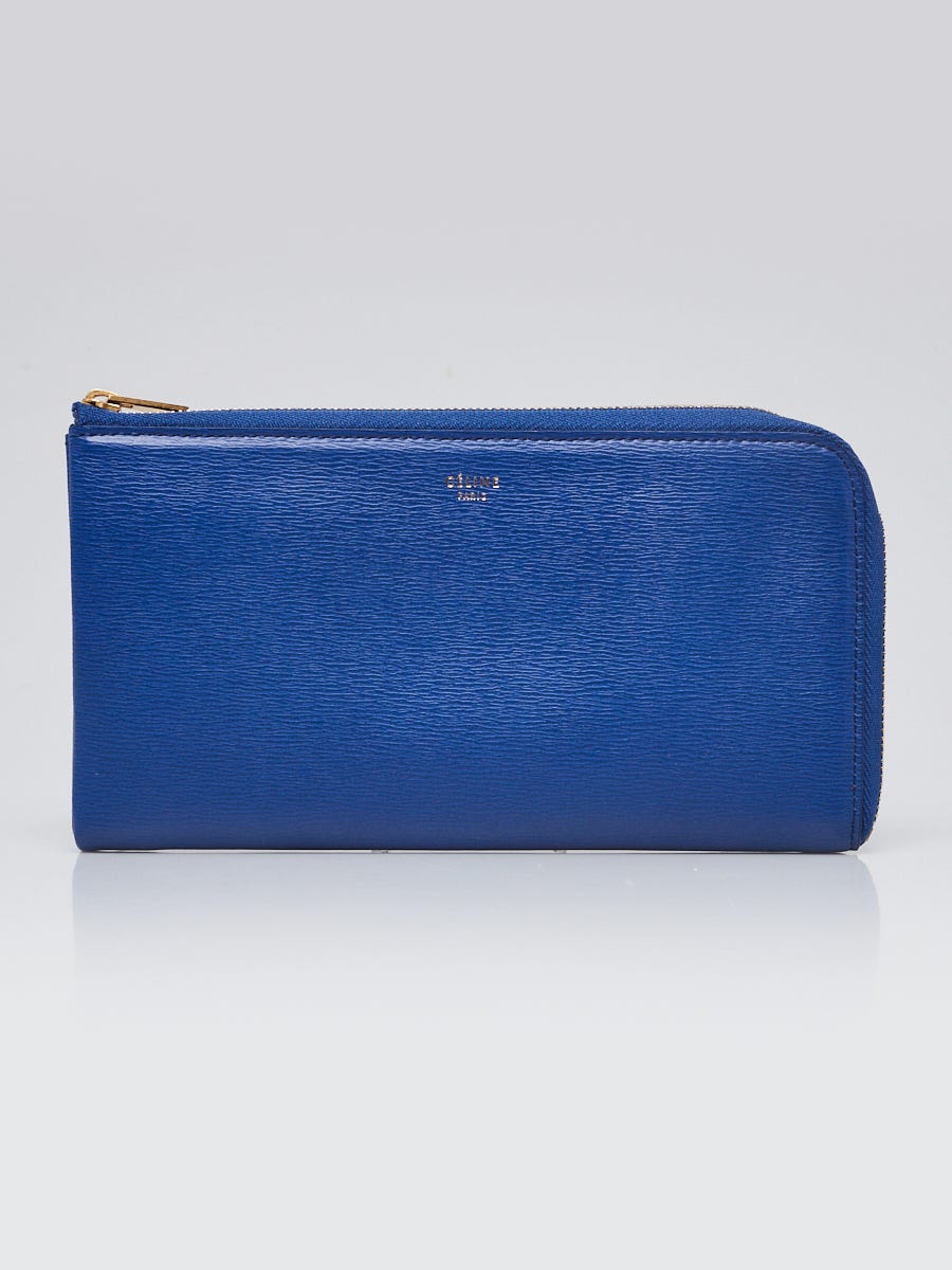 Celine Indigo Blue Leather Large Half Zip Multifunction Wallet