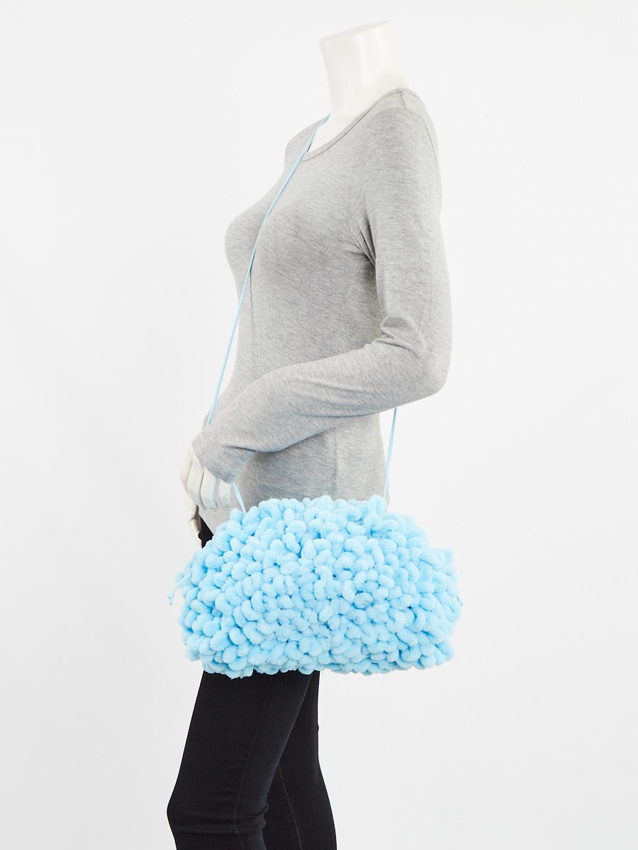 Bottega Veneta Wave Blue Shearling Teen Pouch Crossbody Bag