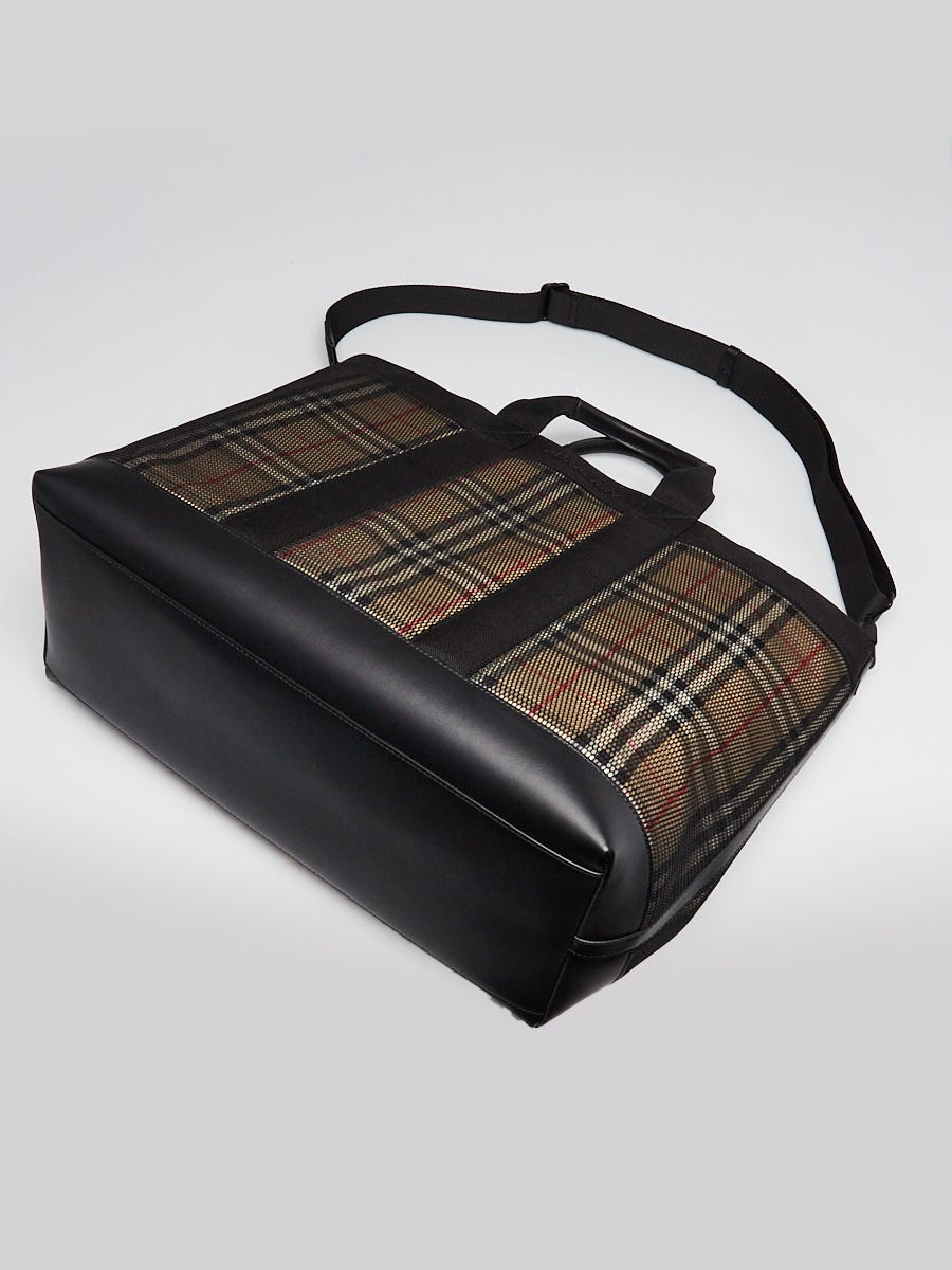 Burberry Black/Vintage Check Mesh/Canvas Ormond Tote Bag