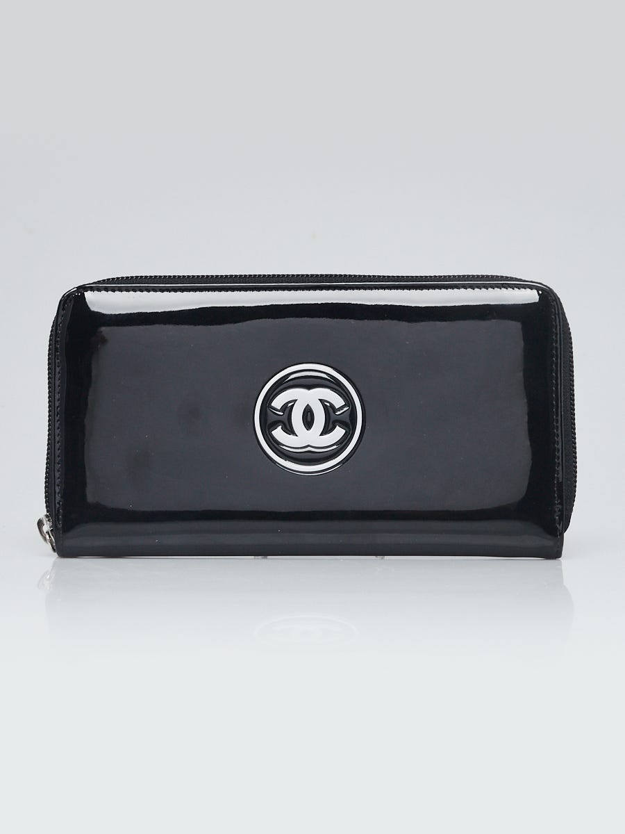 Black Patent Leather CC L-Gusset Zippy Wallet