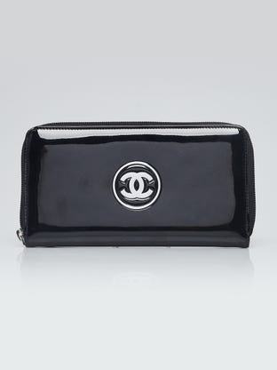 Black Patent Leather CC L-Gusset Zippy Wallet