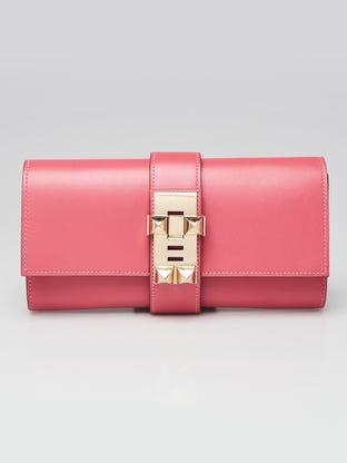 23cm Rose Lipstick Tadelakt Leather Gold Plated Medor Clutch Bag