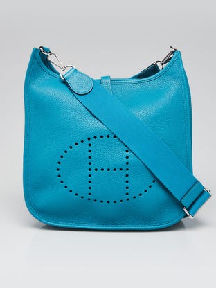 Turquoise Clemence Leather Evelyne PM III Bag