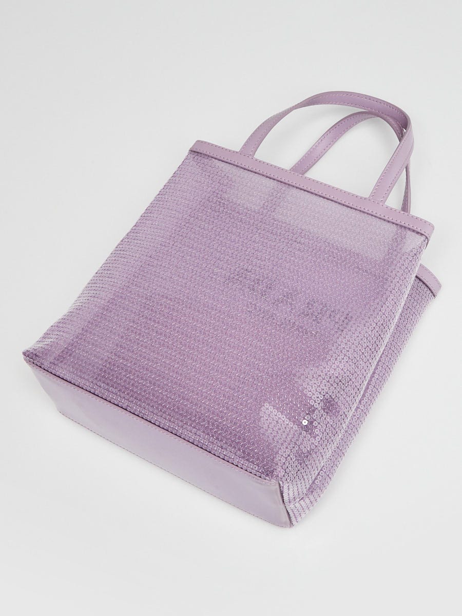 Prada Purple Sequin Mesh and Leather Small Tote Bag