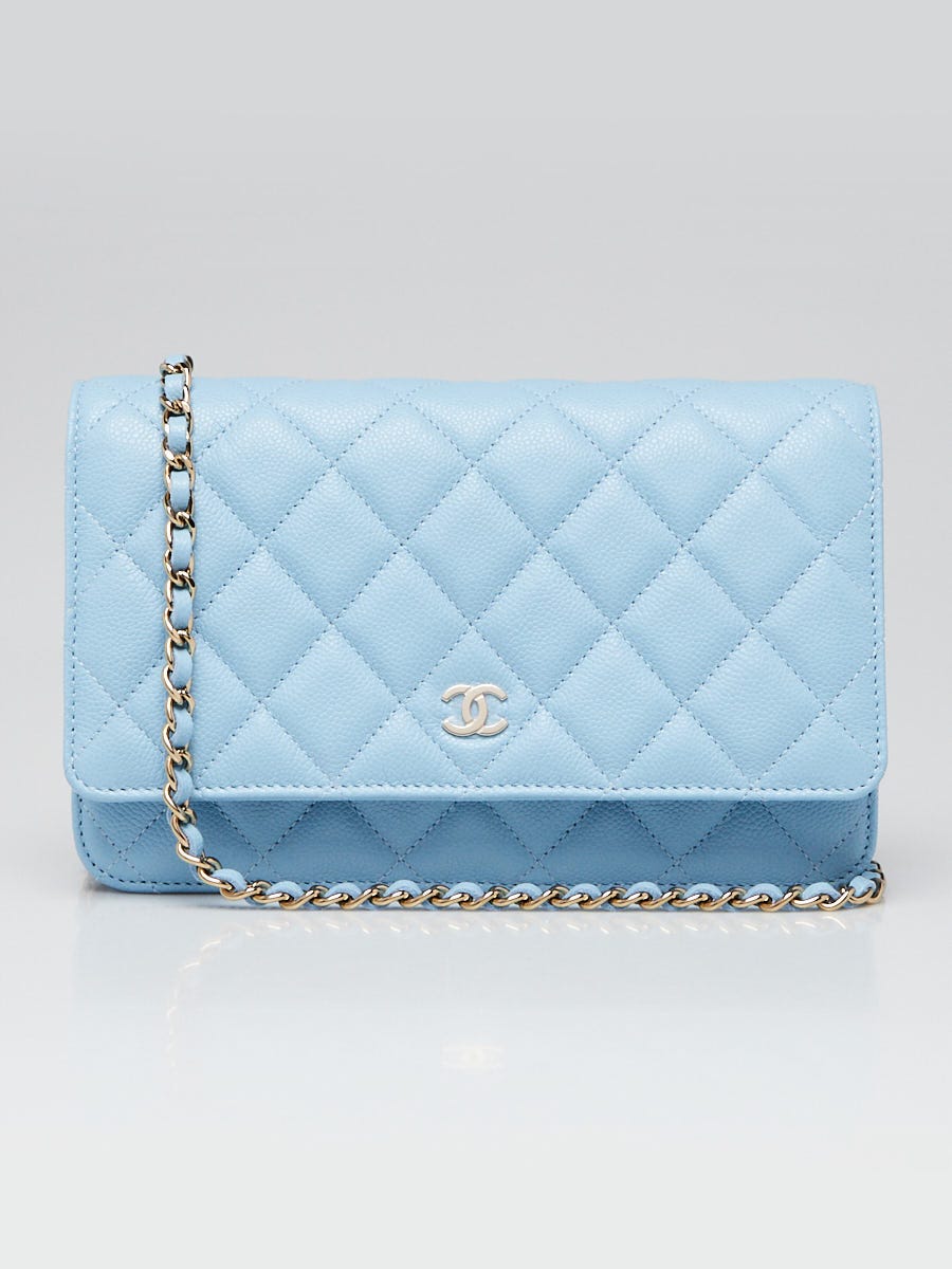 Chanel Blue Quilted Caviar Leather WOC Clutch Bag
