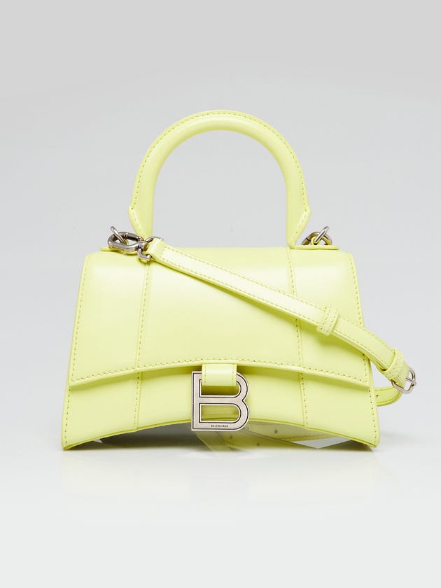 Balenciaga Lime Smooth Leather Hourglass XS Top Handle Bag