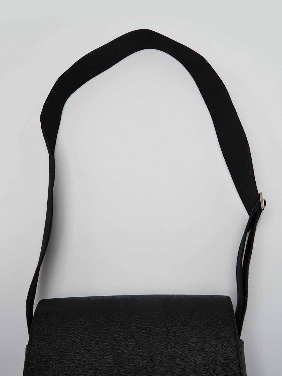 HERMES Geta Shoulder Bag Noir Black Chevre Mysore Leather