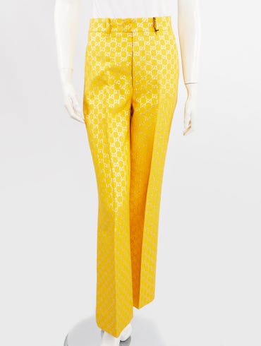 Gucci GG Lamé Wide Pants in Yellow