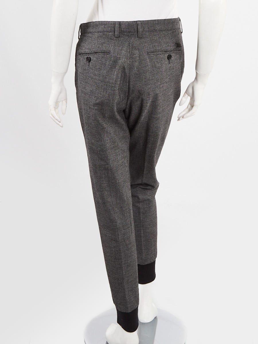 Burberry Black/Grey Check Cotton/Wool Jogger Pants Size 48/14