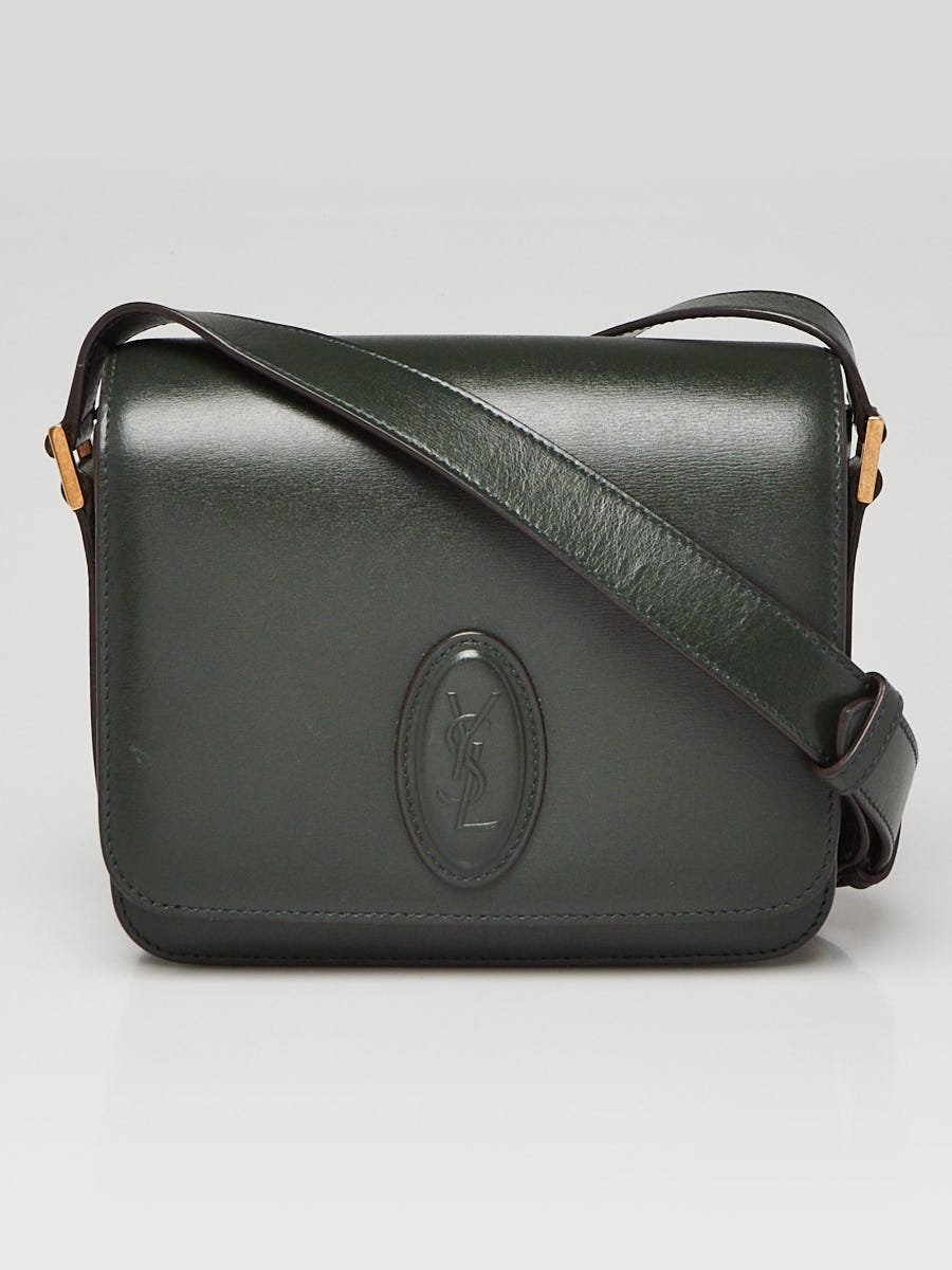 Yves Saint Laurent Green Smooth Leather Le 61 Framed Small Saddle Bag