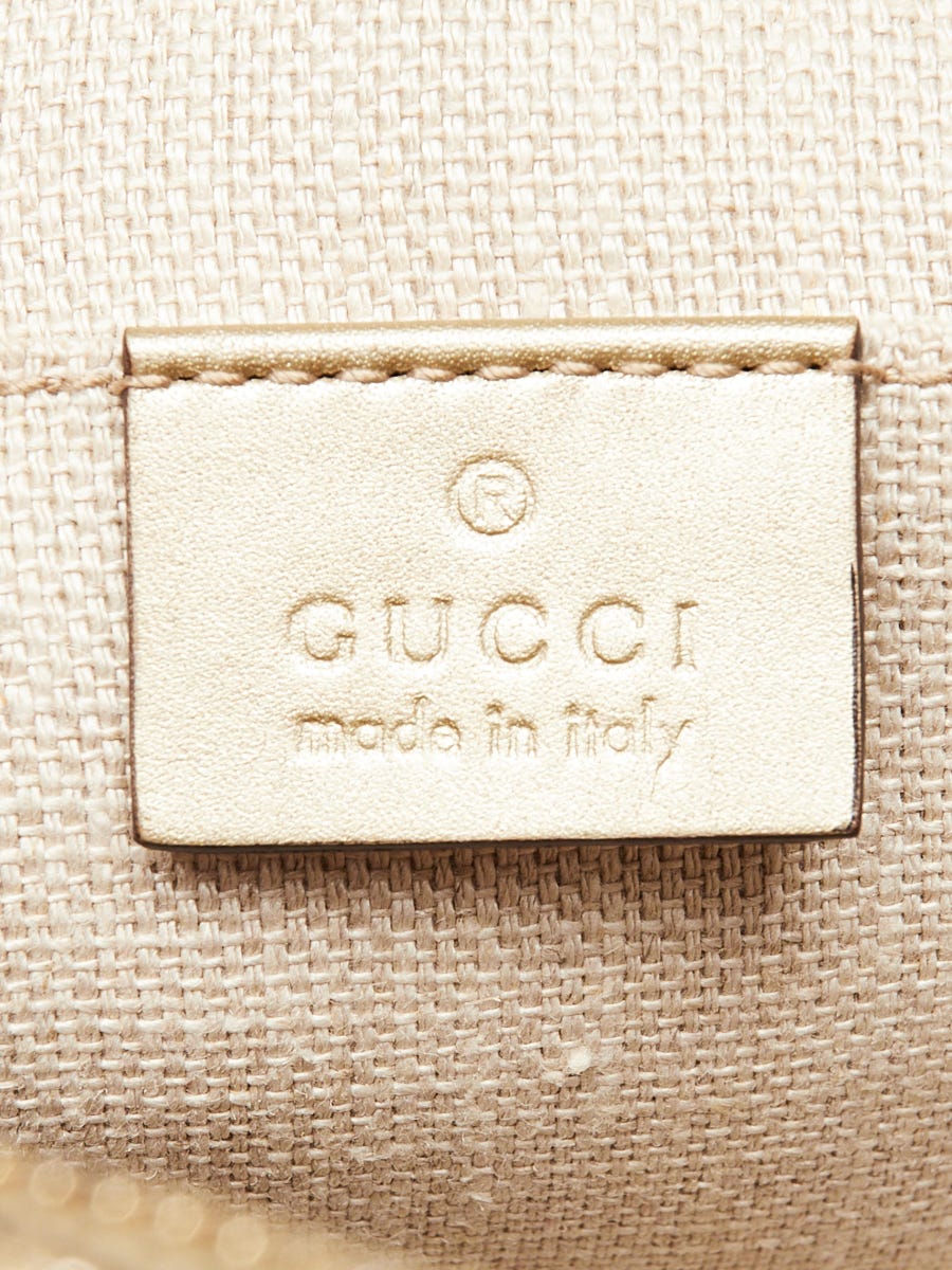 Gucci Monogram Web Small Webby Bee Shoulder Bag Dark Brown - A