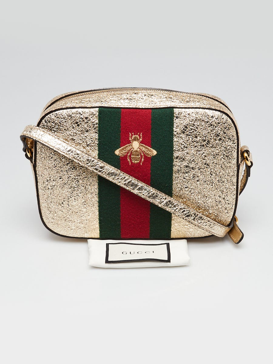 Gucci Red Leather Webby Bee Crossbody Bag Gucci