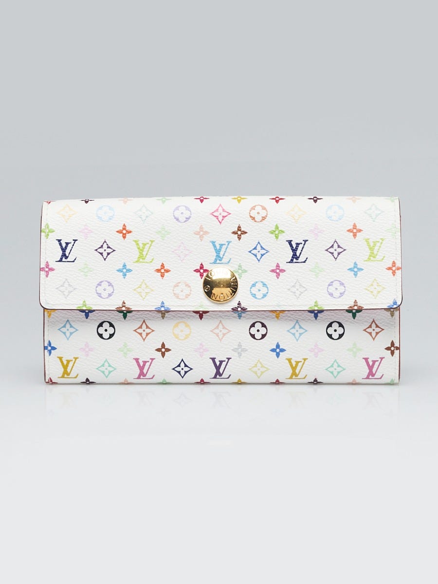 Louis Vuitton White Monogram Multicolore Litchi Sarah Wallet - Yoogi's  Closet