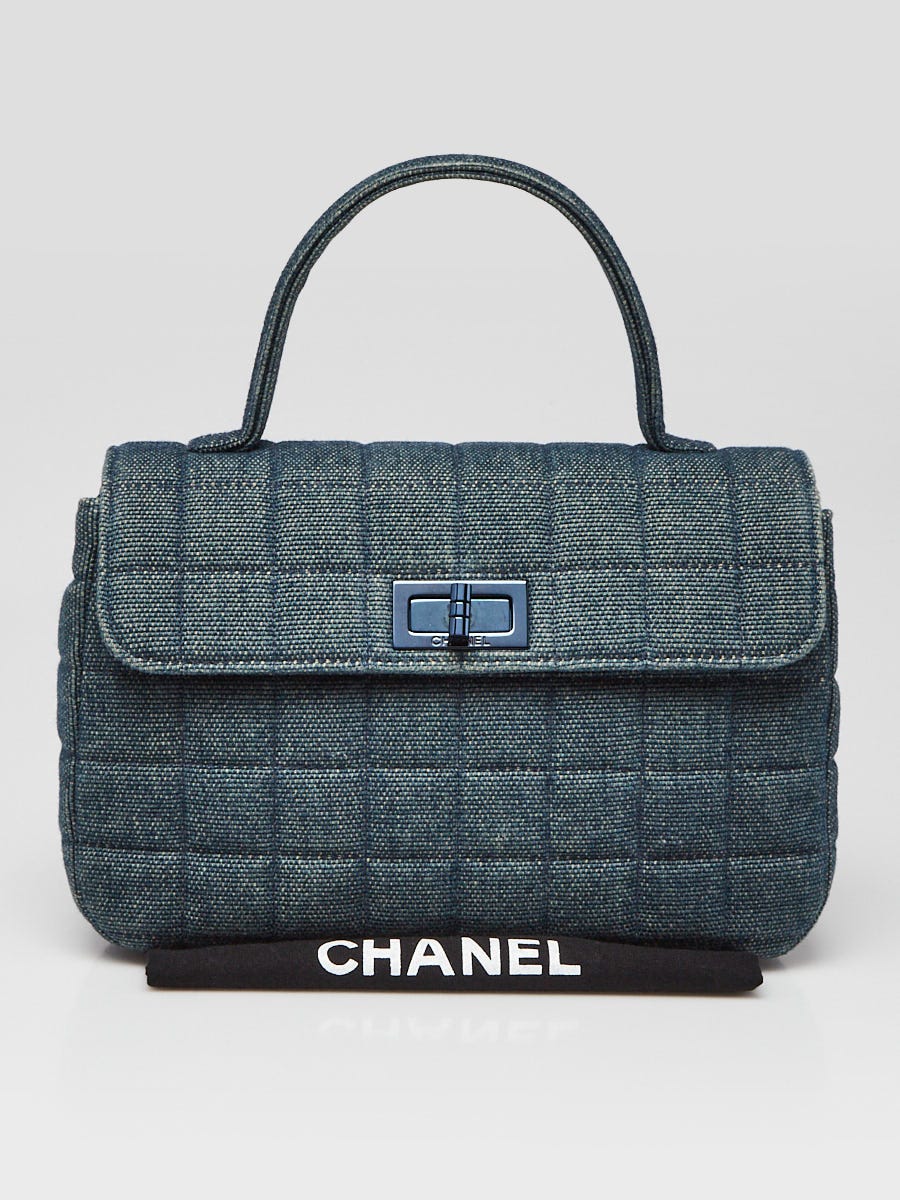Chanel Blue Denim Quilted Mademoiselle Top Handle Bag - Yoogi's Closet