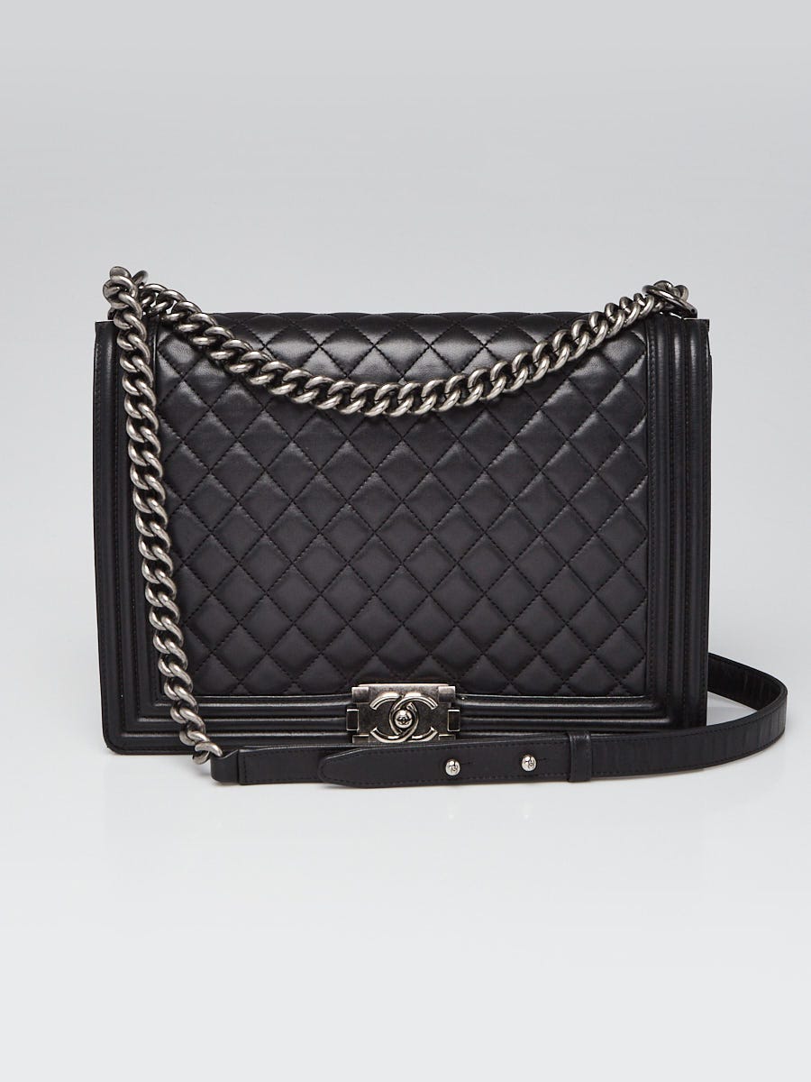 Chanel Black Quilted Lambskin Leather Large Boy Bag