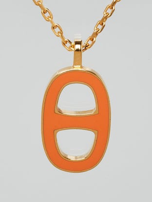 Orange Enamel Gold Plated Iliade Pendant Necklace