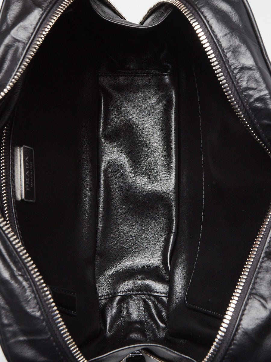 PRADA セール★ 1BB092 Prada Black Antique Nappa Leather Top Handle Bag 1BB092